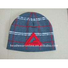 Jacquard knitted beanies hats with embroidery logo